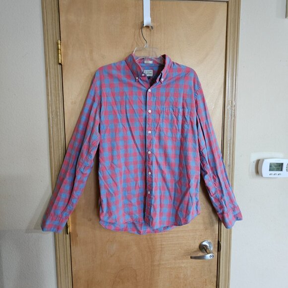 J Crew Slim Shirt L Long Sleeve Check Red Blue - Picture 6 of 10